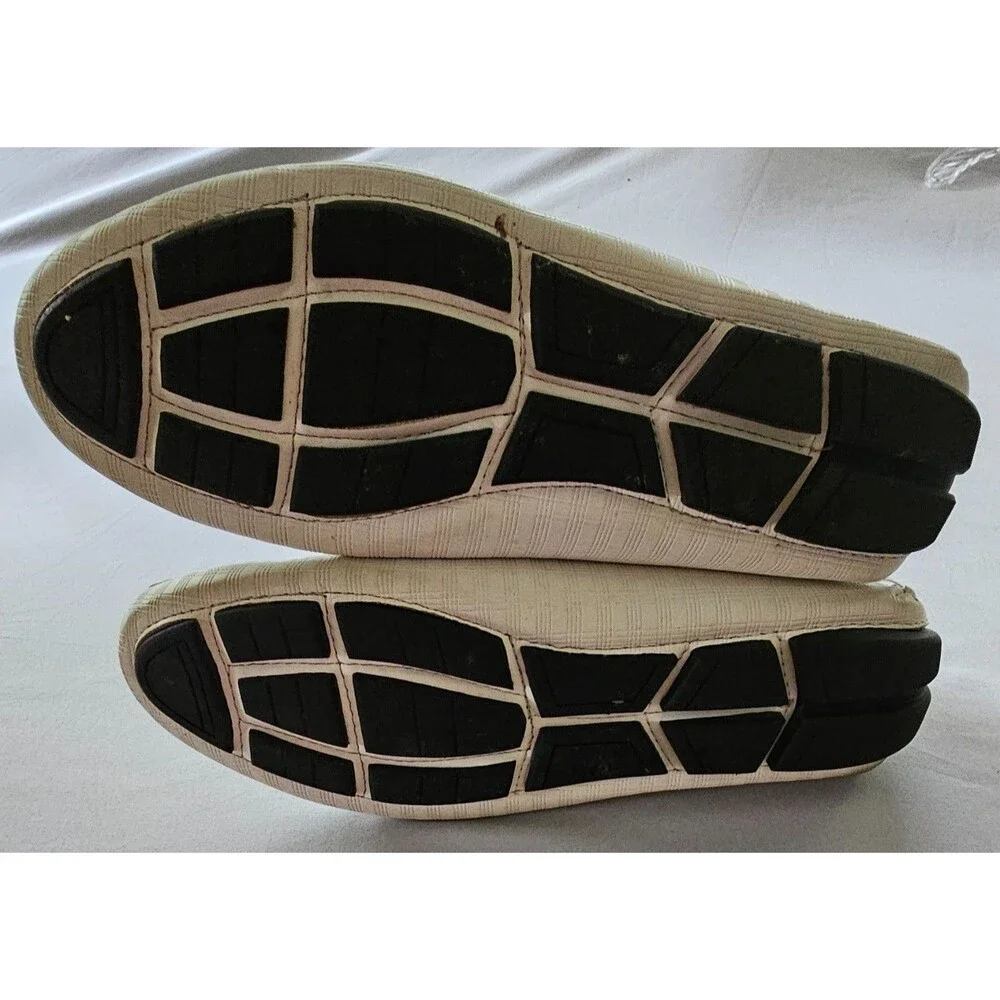 Royal Mens Driver Loafers 9.5 White Leopard Medallion Bit Slip On Moc Toe Casual